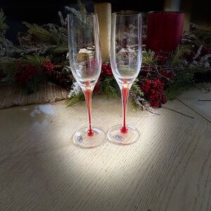 Vintage GMG Romania Crystal Champagne Flutes - 10 Inch